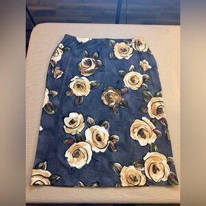 Bark Navy Floral Pencil Skirt
